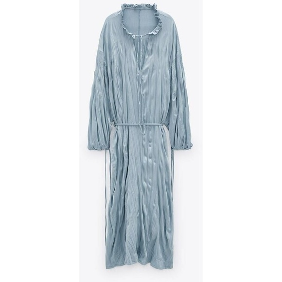 ZARA maxi wrinkle blue dress - Picture 4 of 6